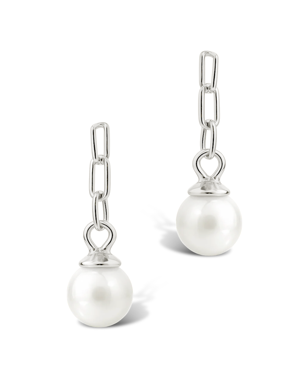 Sterling Silver Kaitlyn Pearl Link Drop Earrings