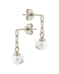 Sterling Silver Kaitlyn Pearl Link Drop Earrings