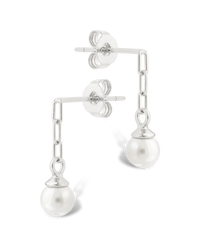 Sterling Silver Kaitlyn Pearl Link Drop Earrings