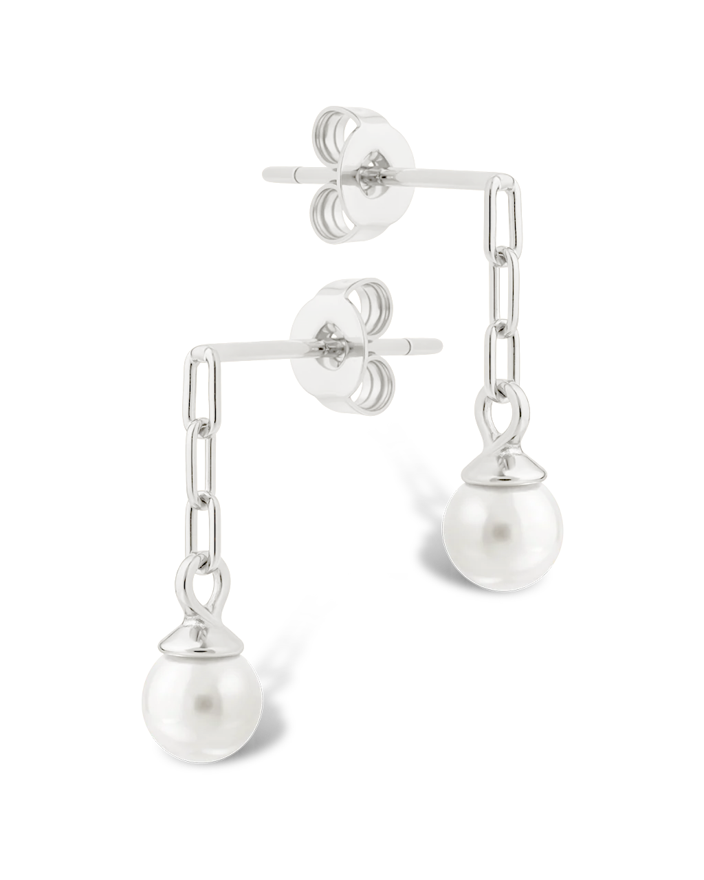 Sterling Silver Kaitlyn Pearl Link Drop Earrings