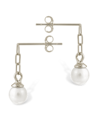 Sterling Silver Kaitlyn Pearl Link Drop Earrings