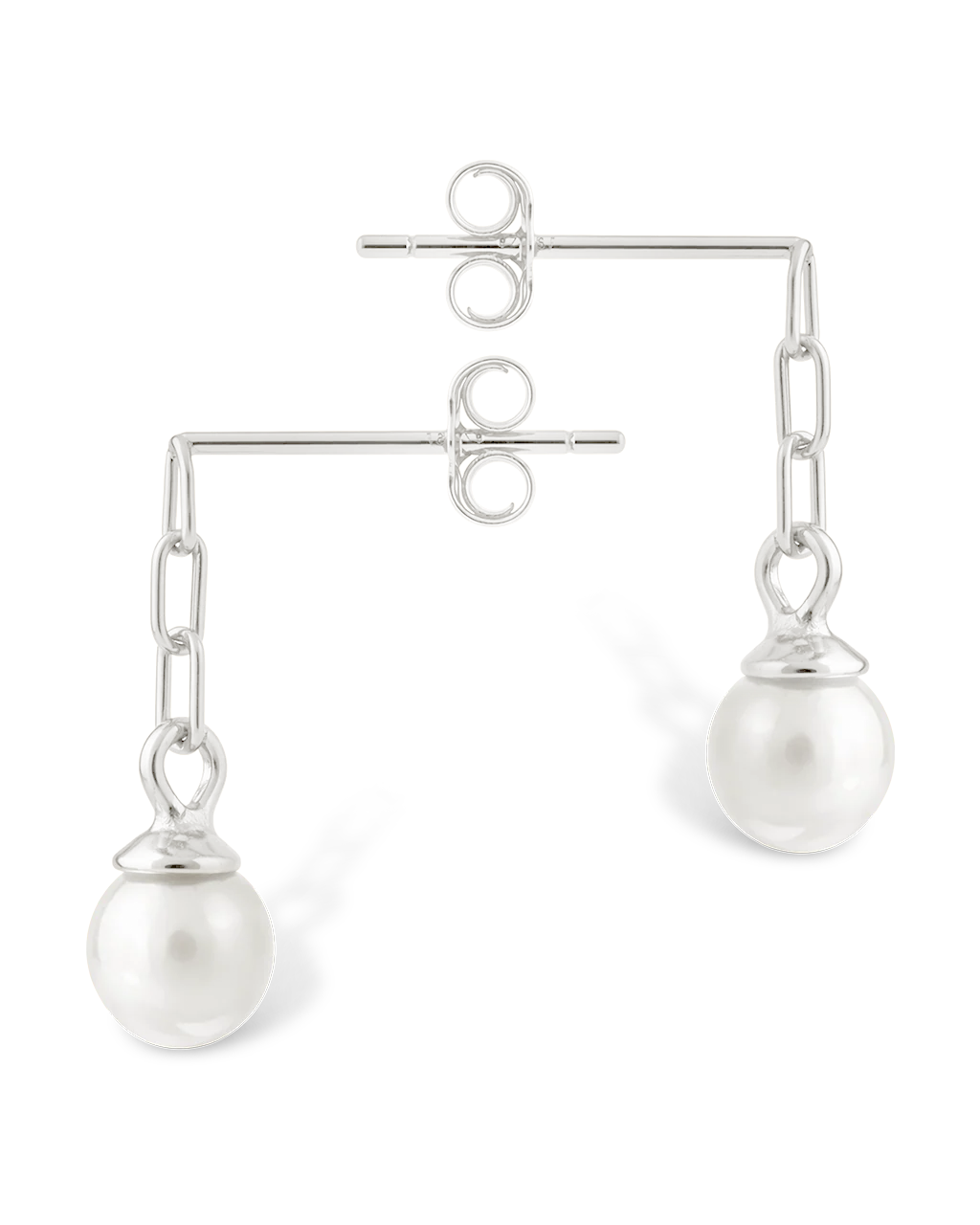 Sterling Silver Kaitlyn Pearl Link Drop Earrings