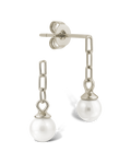 Sterling Silver Kaitlyn Pearl Link Drop Earrings