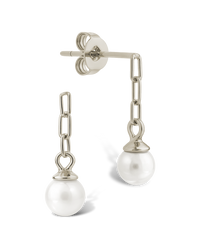 Sterling Silver Kaitlyn Pearl Link Drop Earrings