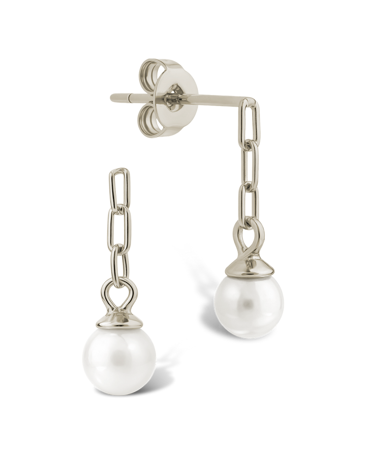 Sterling Silver Kaitlyn Pearl Link Drop Earrings
