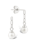 Sterling Silver Kaitlyn Pearl Link Drop Earrings