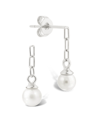 Sterling Silver Kaitlyn Pearl Link Drop Earrings