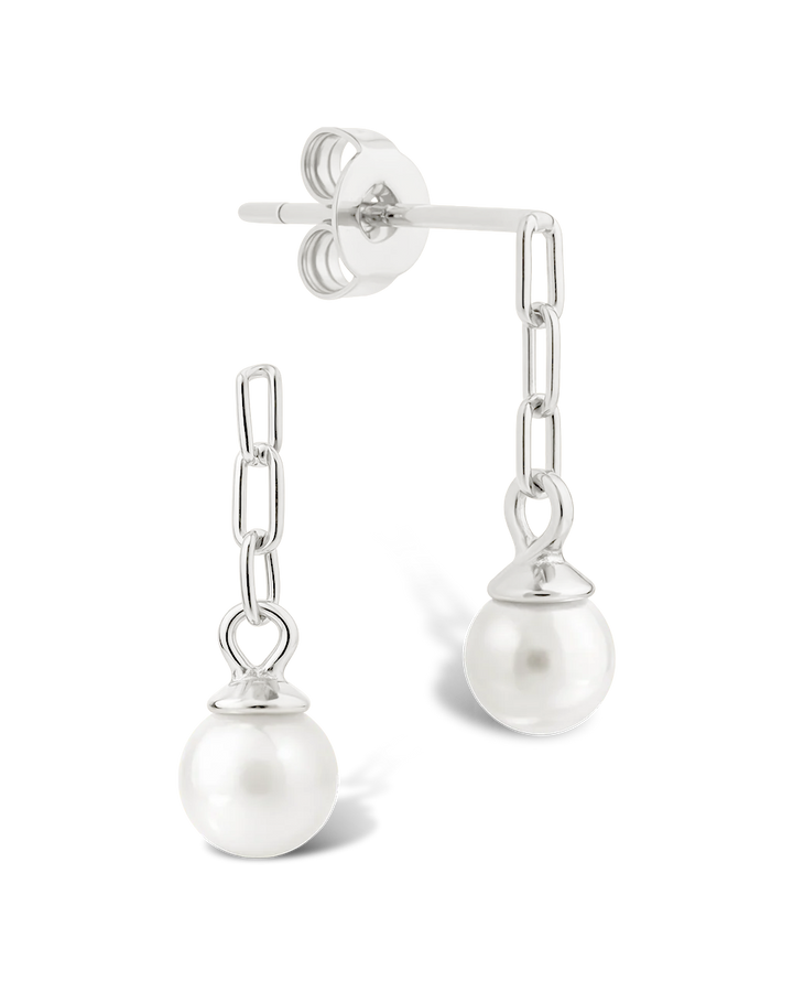 Sterling Silver Kaitlyn Pearl Link Drop Earrings