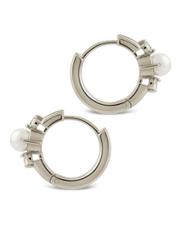 Sterling Silver Ann CZ & Pearl Micro Hoops