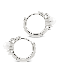 Sterling Silver Ann CZ & Pearl Micro Hoops