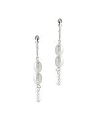 Sterling Silver Elsie Pearl Chain Drop Earrings