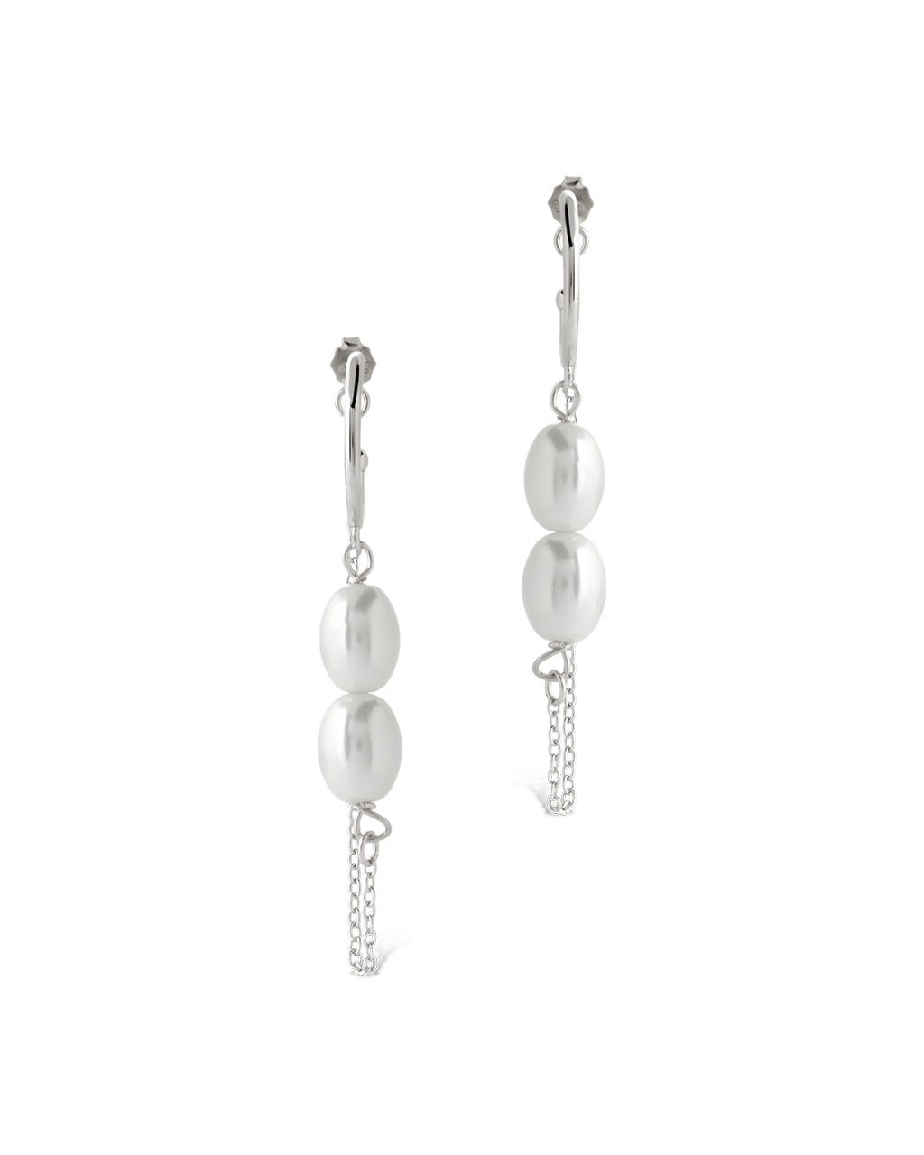 Sterling Silver Elsie Pearl Chain Drop Earrings