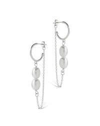 Sterling Silver Elsie Pearl Chain Drop Earrings