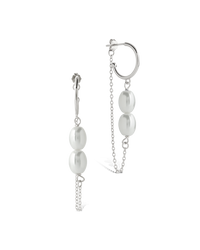 Sterling Silver Elsie Pearl Chain Drop Earrings