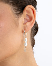 Sterling Silver Elsie Pearl Chain Drop Earrings