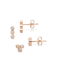 Sterling Silver 2pc Bezel Stud Set
