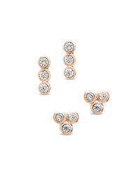 Sterling Silver 2pc Bezel Stud Set