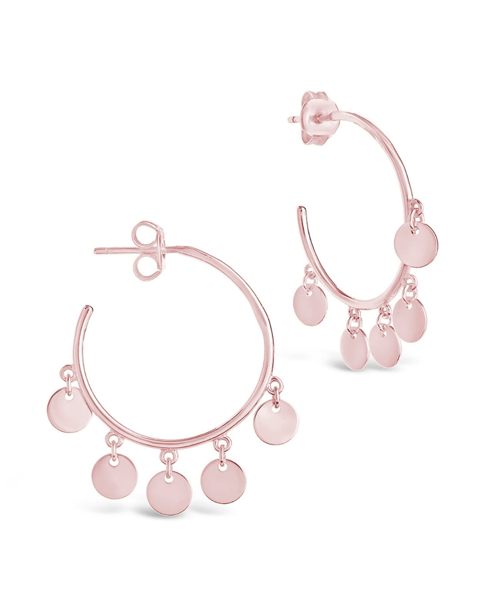 Sterling Silver Disk Charm Hoops