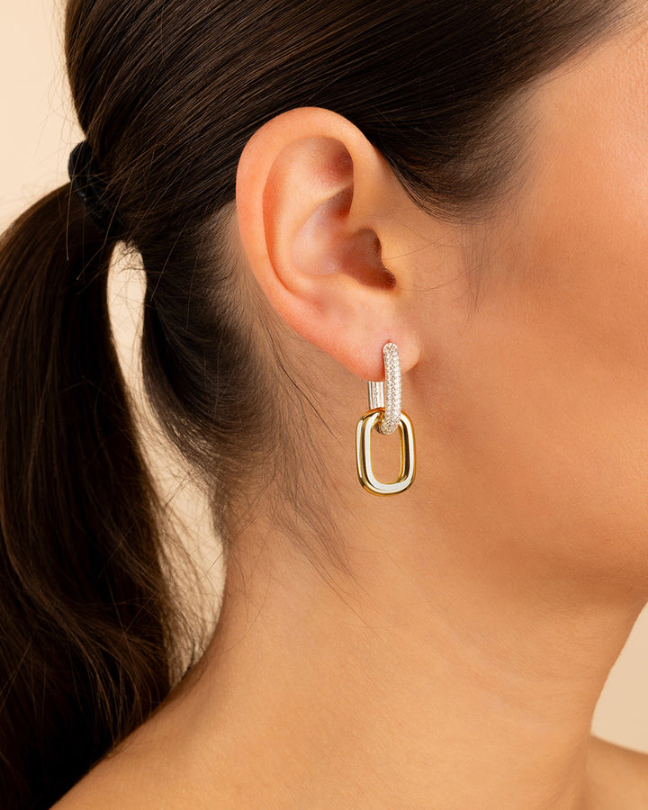Kaiya Two-Tone Pavé Link Earrings