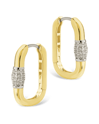 Tanya CZ Dualtone Carabiner Hoops - Sterling Forever