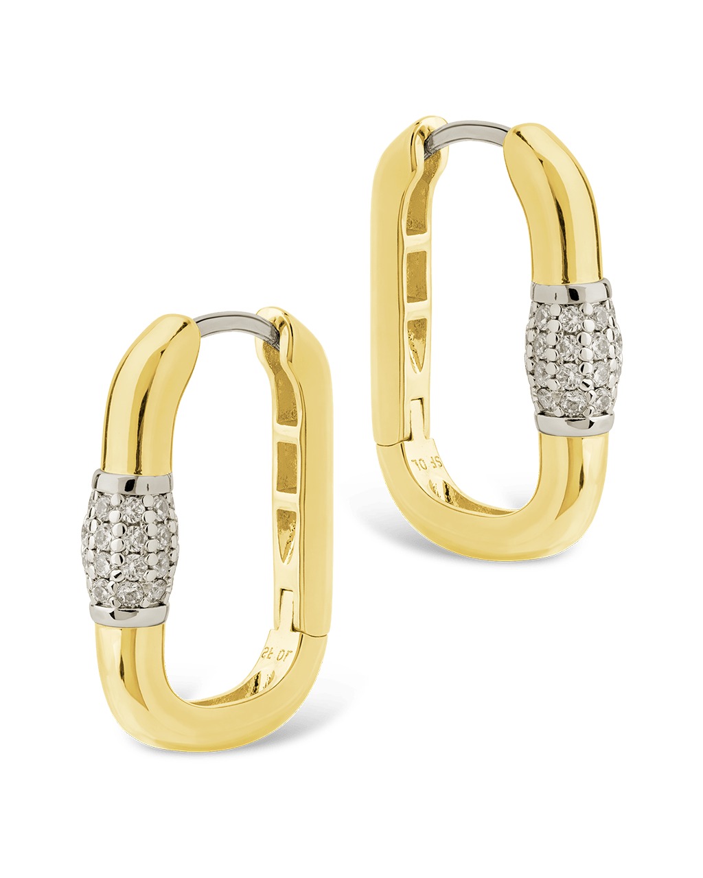 Tanya CZ Dualtone Carabiner Hoops - Sterling Forever