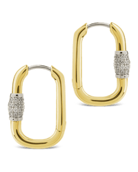 Tanya CZ Dualtone Carabiner Hoops - Sterling Forever