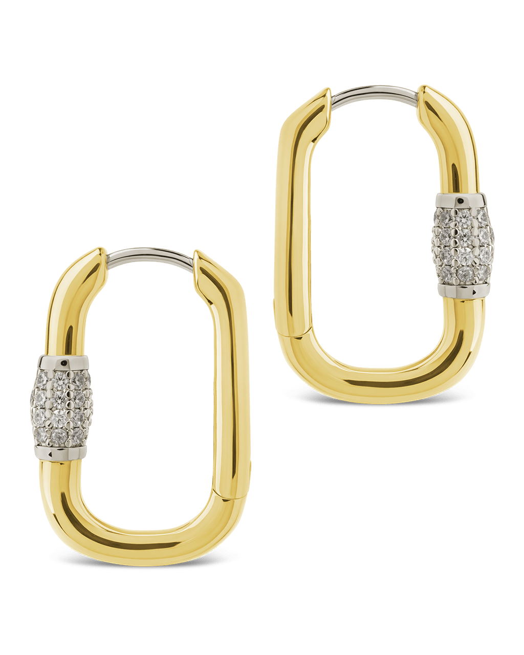 Tanya CZ Dualtone Carabiner Hoops - Sterling Forever