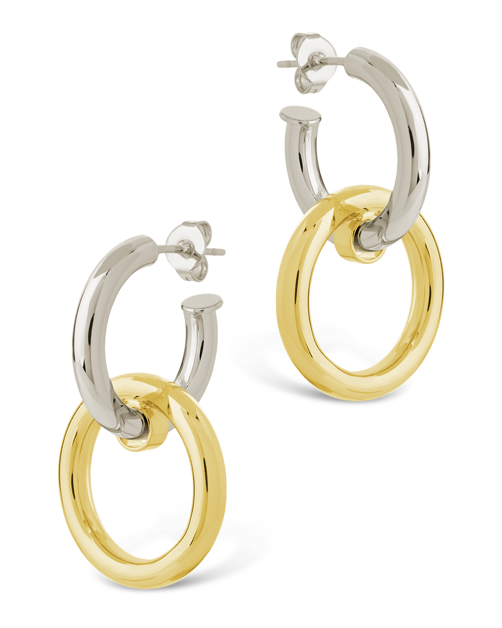 Jemma Two - Tone Double Circle Earrings - Sterling Forever