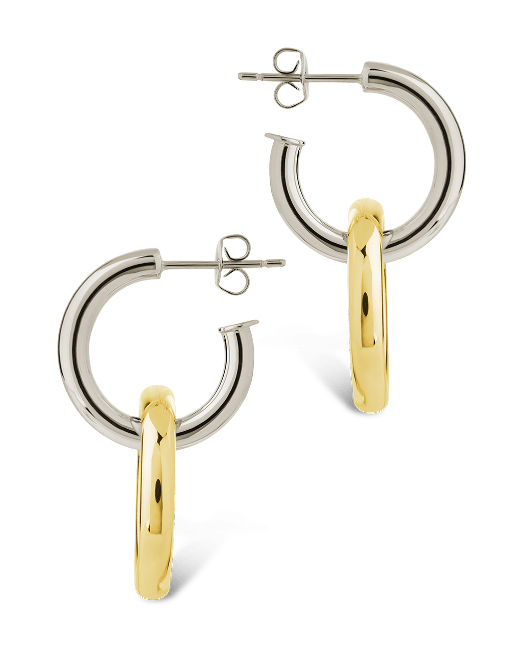 Jemma Two - Tone Double Circle Earrings - Sterling Forever