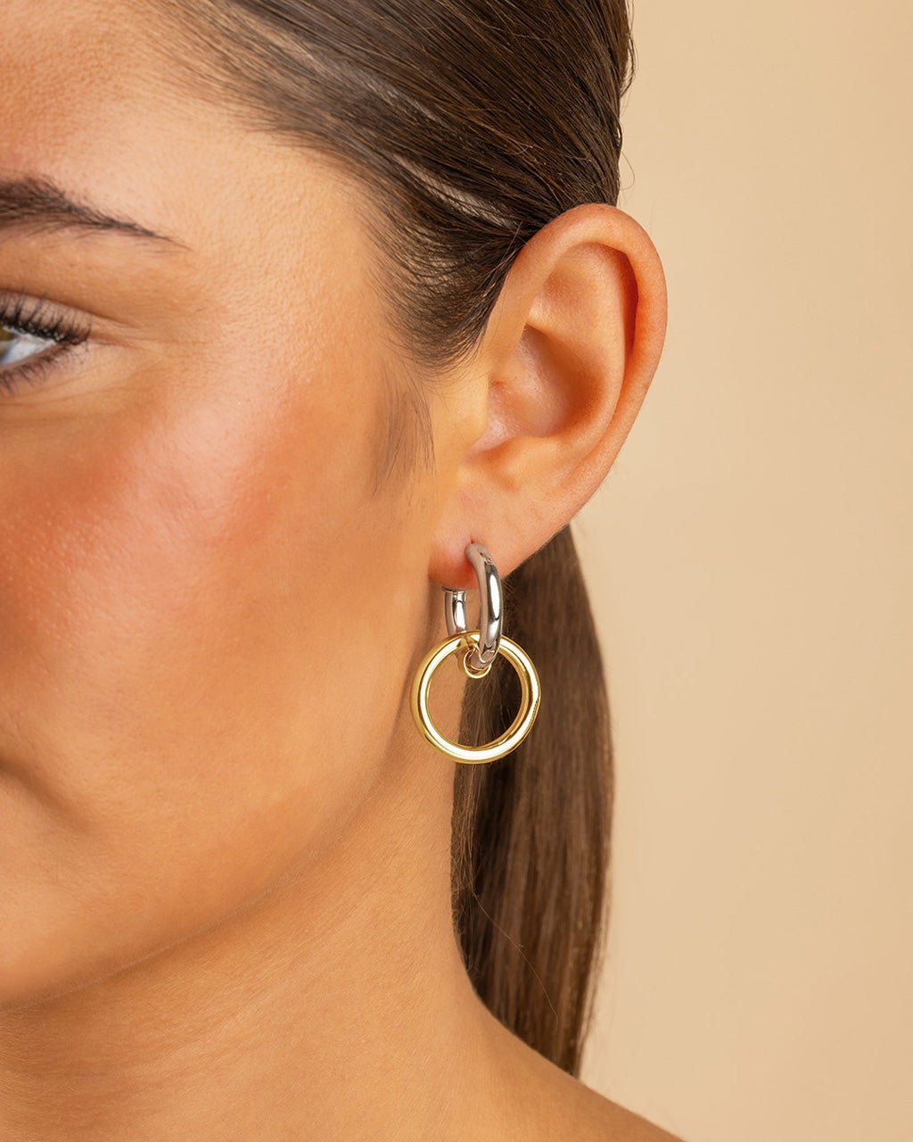 Jemma Two - Tone Double Circle Earrings - Sterling Forever
