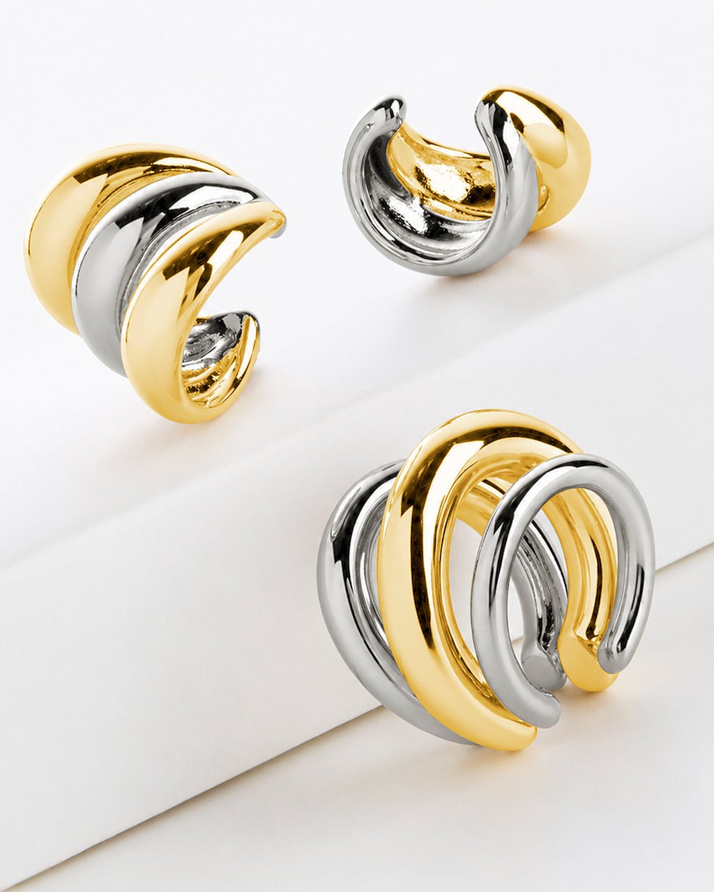 Johanna Two - Tone Interlocking Ear Cuff Set - Sterling Forever