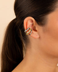 Johanna Two - Tone Interlocking Ear Cuff Set - Sterling Forever