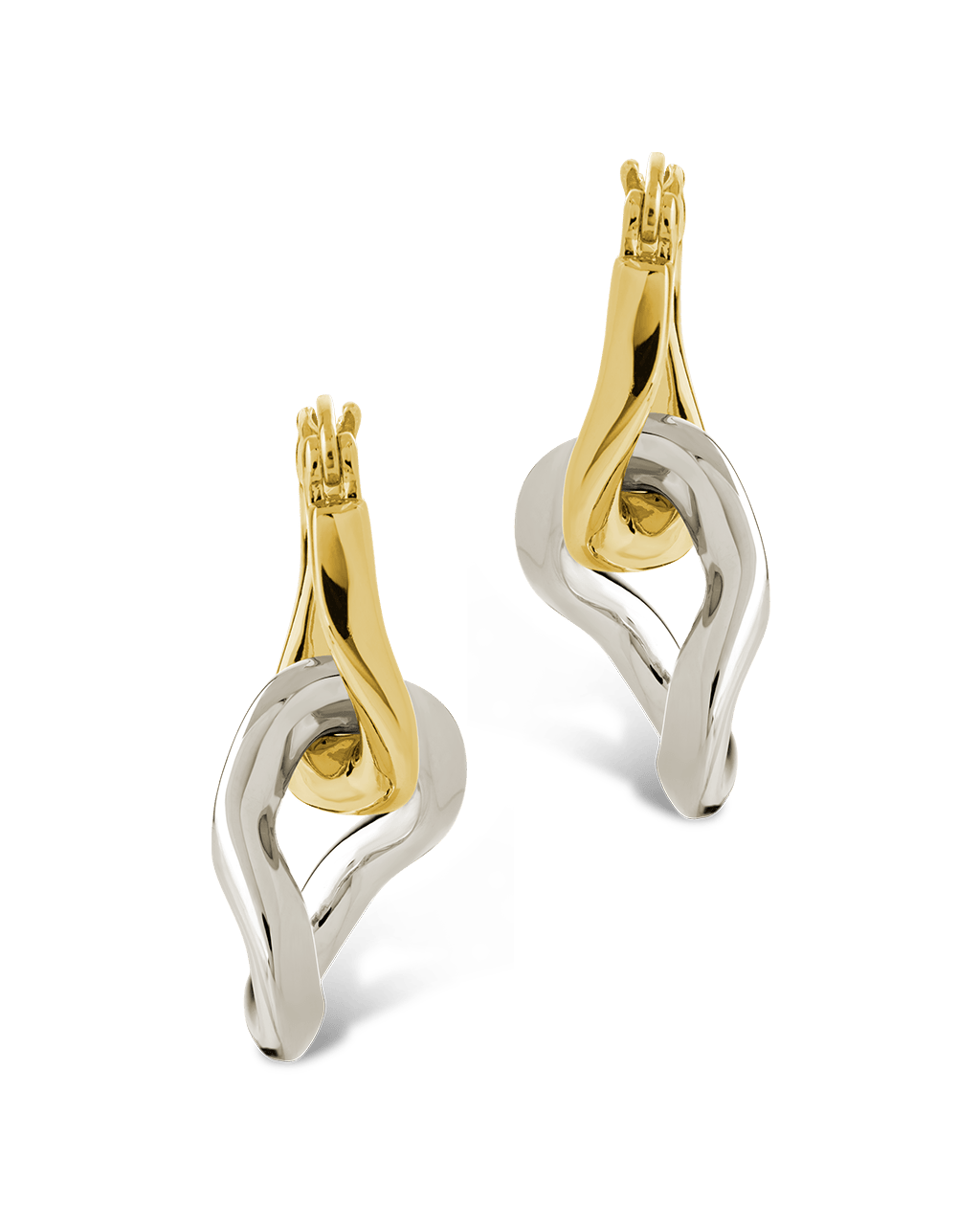 Trudy Dualtone Chainlink Drop Hoops - Sterling Forever