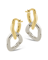 Trudy Dualtone Chainlink Drop Hoops - Sterling Forever