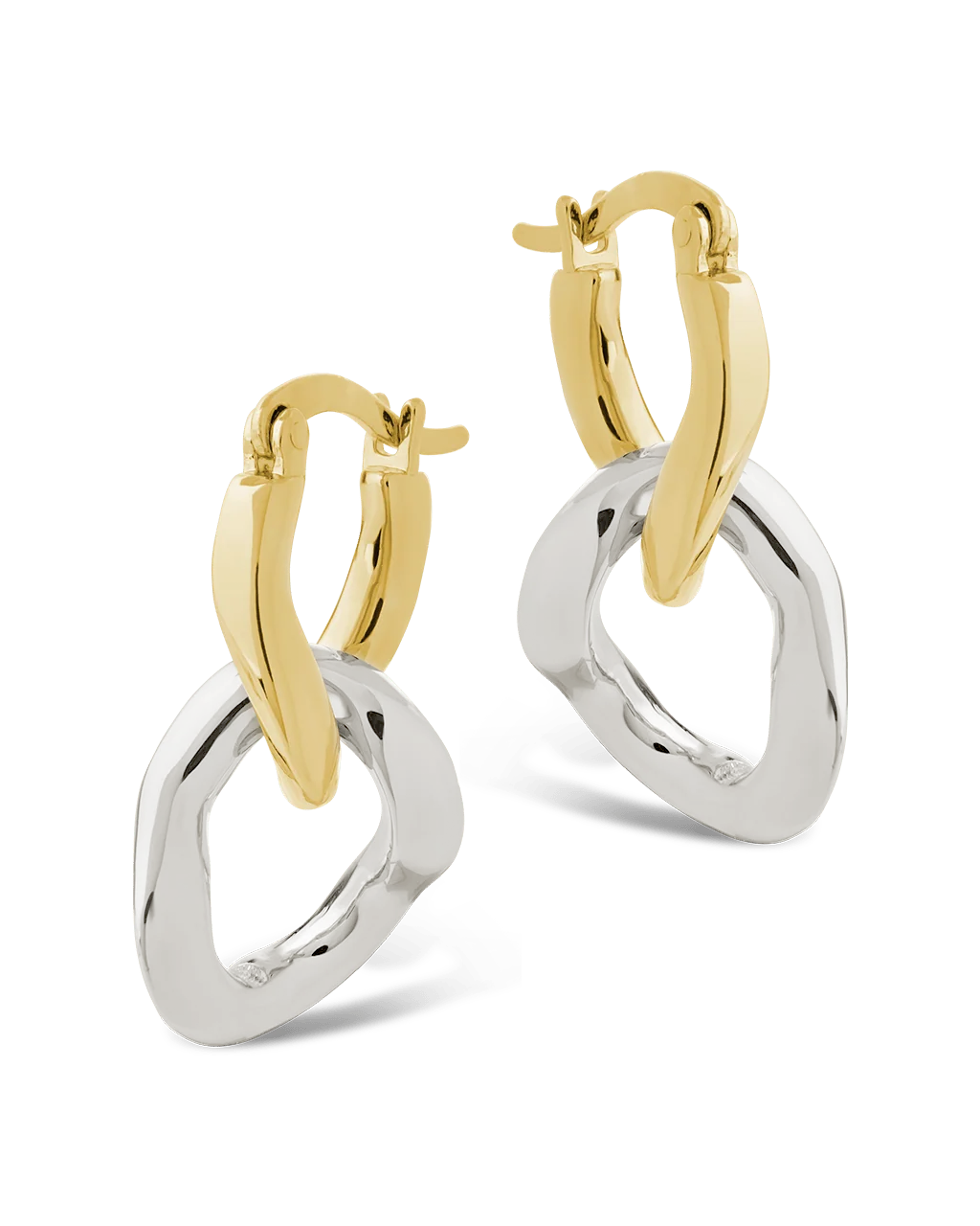 Trudy Dualtone Chainlink Drop Hoops