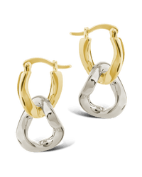Trudy Dualtone Chainlink Drop Hoops - Sterling Forever