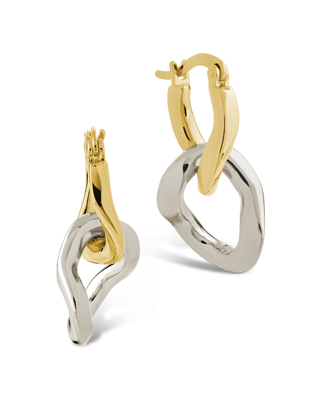 Trudy Dualtone Chainlink Drop Hoops - Sterling Forever