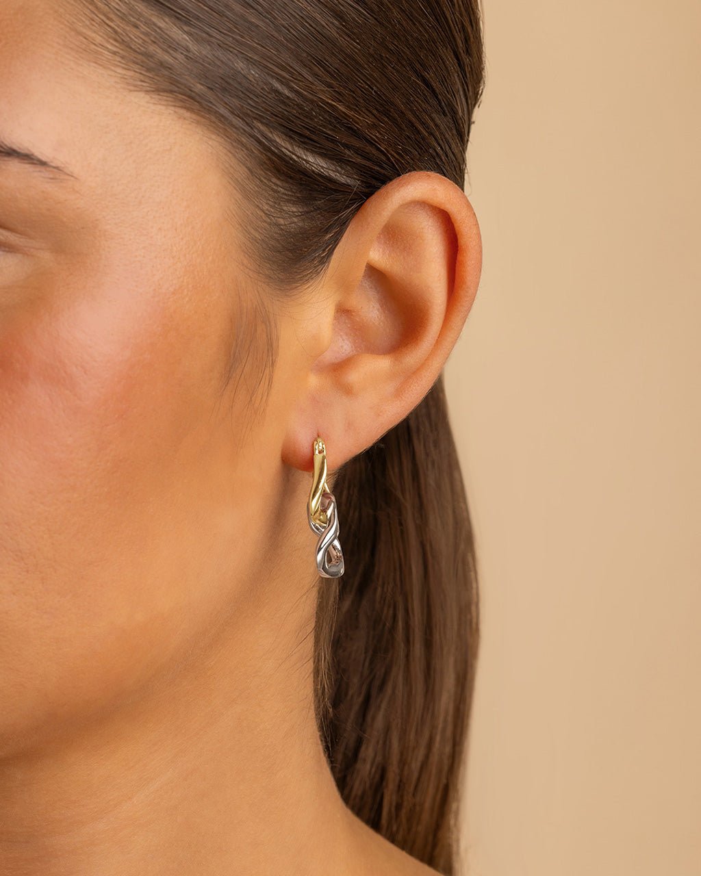 Trudy Dualtone Chainlink Drop Hoops - Sterling Forever