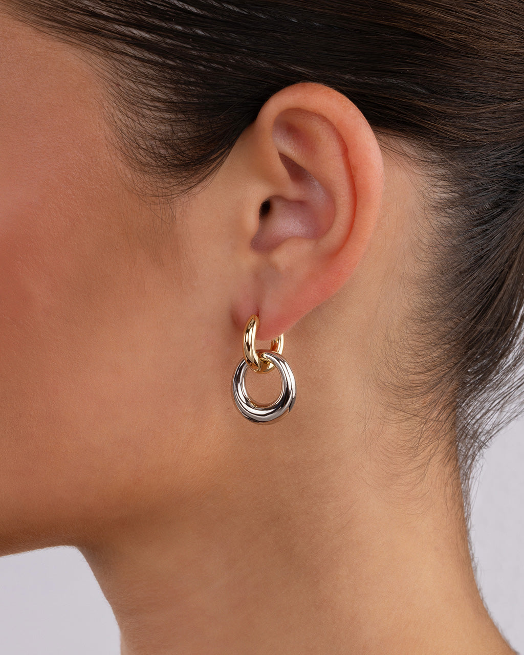 Shelley Cunky Dual Tone Drop Hoops
