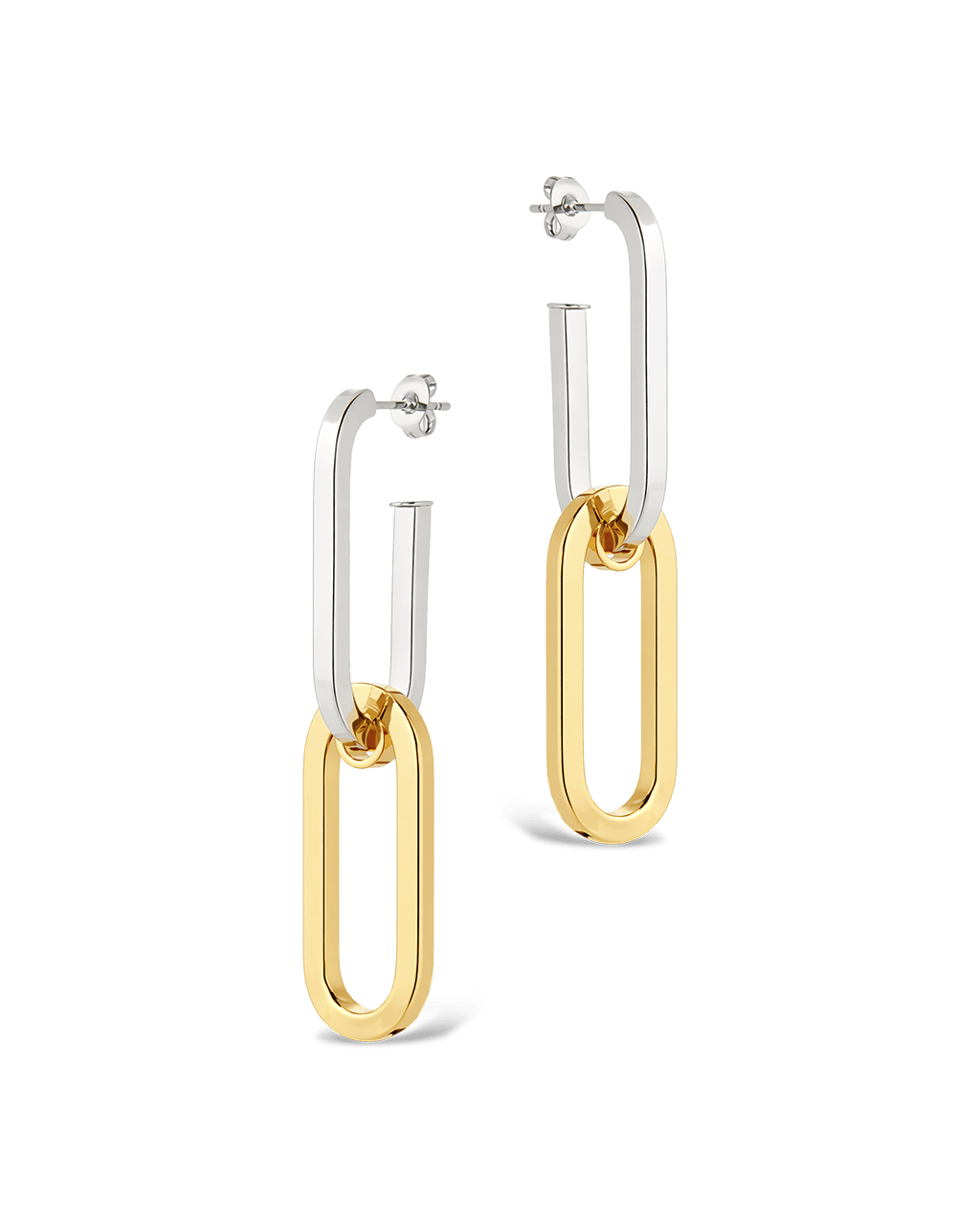 Doreen Mixed Metal Oval Drops - Sterling Forever
