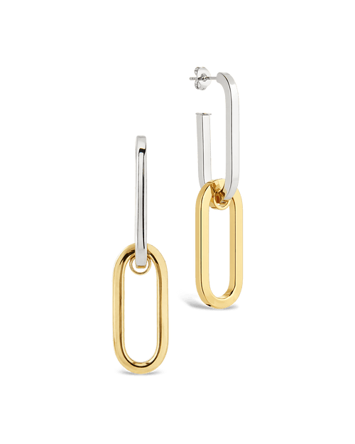 Doreen Mixed Metal Oval Drops - Sterling Forever