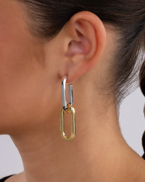 Doreen Mixed Metal Oval Drops - Sterling Forever