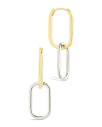 Sterling Silver Raleigh Link Drop Hoops - Sterling Forever