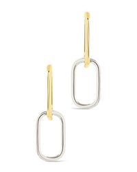 Sterling Silver Raleigh Link Drop Hoops - Sterling Forever