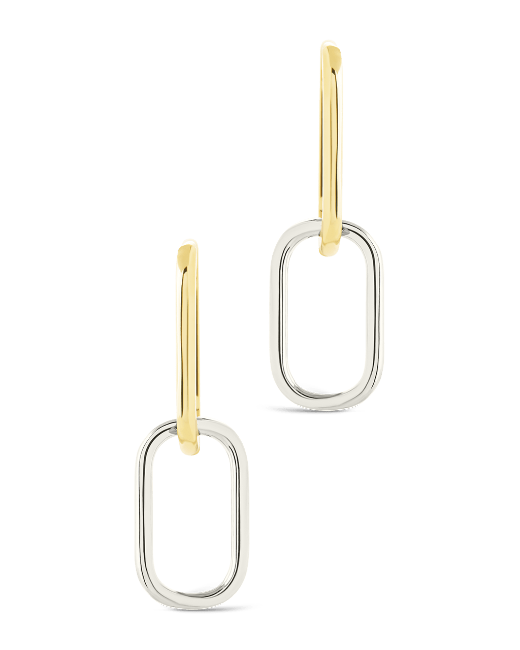Sterling Silver Raleigh Link Drop Hoops - Sterling Forever
