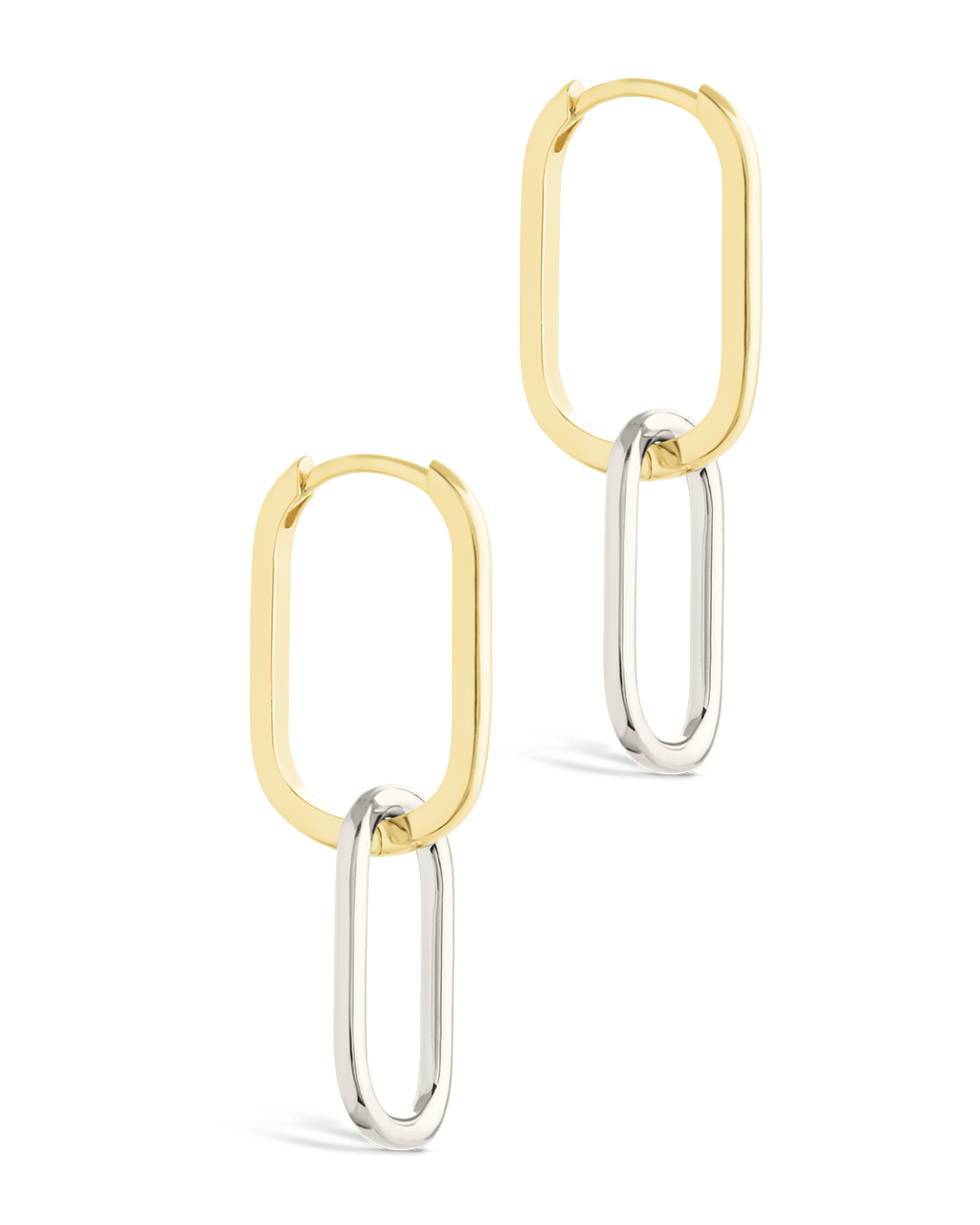 Sterling Silver Raleigh Link Drop Hoops - Sterling Forever