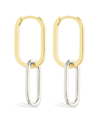 Sterling Silver Raleigh Link Drop Hoops - Sterling Forever