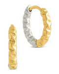 Sterling Silver Augustina Textured Dual Tone Hoops - Sterling Forever