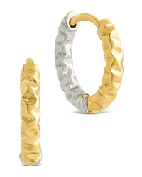 Sterling Silver Augustina Textured Dual Tone Hoops - Sterling Forever