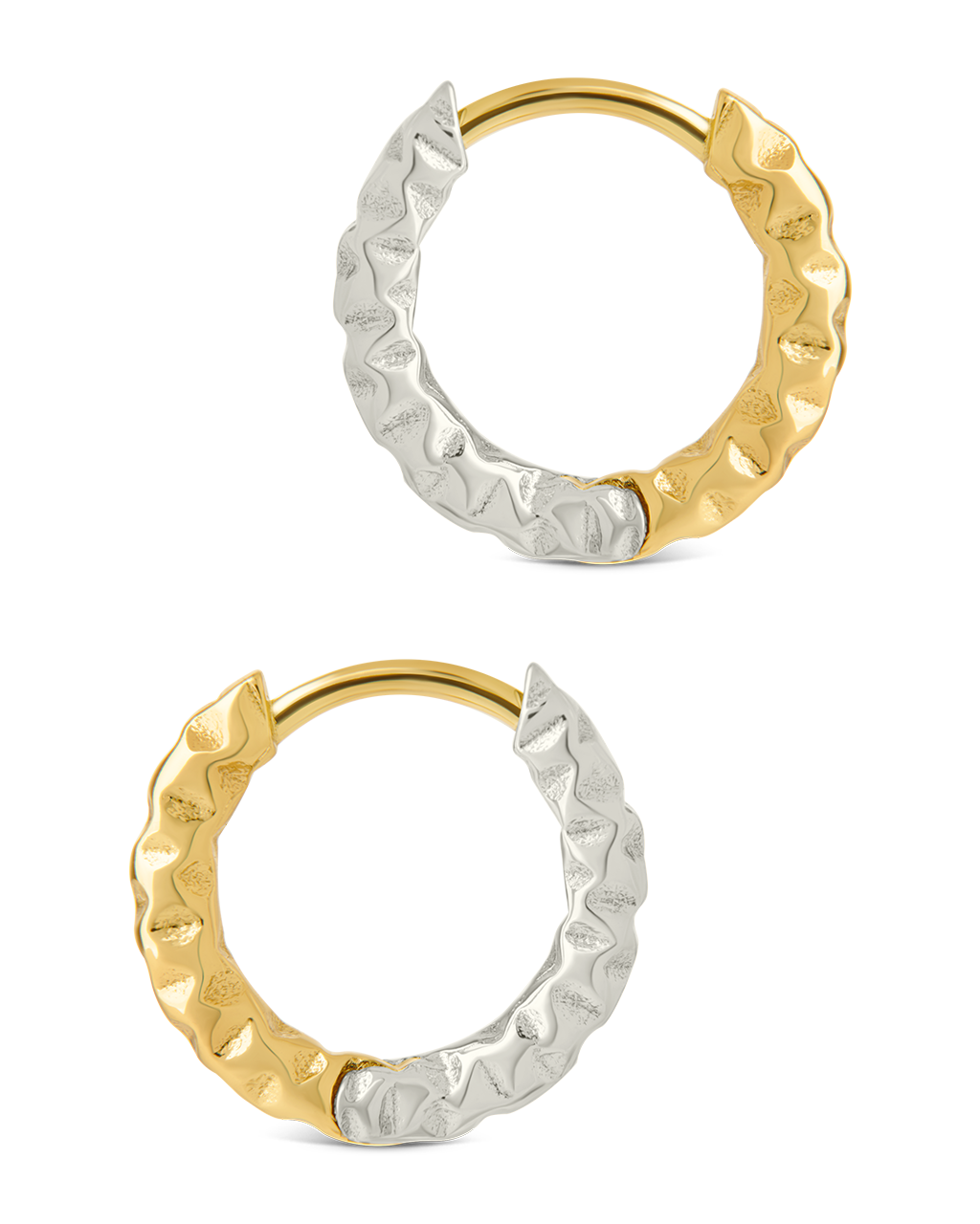 Sterling Silver Augustina Textured Dual Tone Hoops